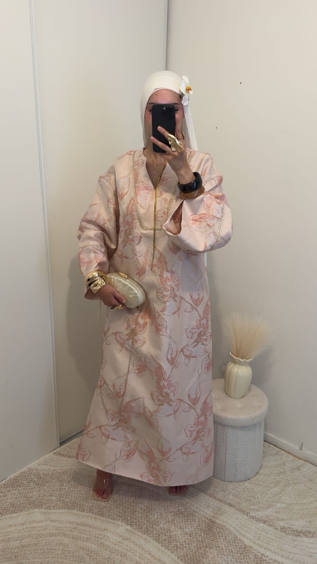 Robe brocard oversize | Rose