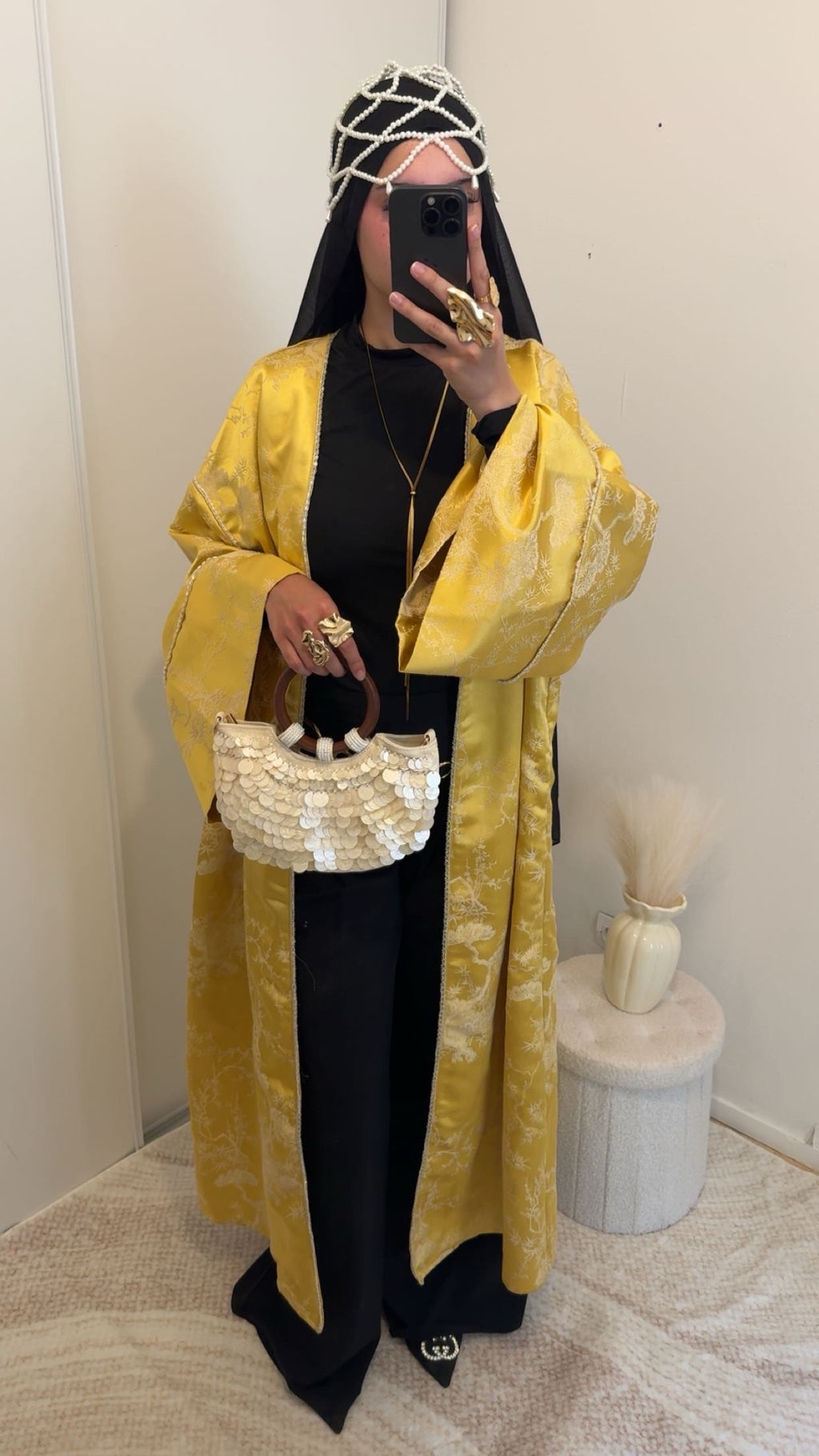 Kimono brocard oversize | Jaune