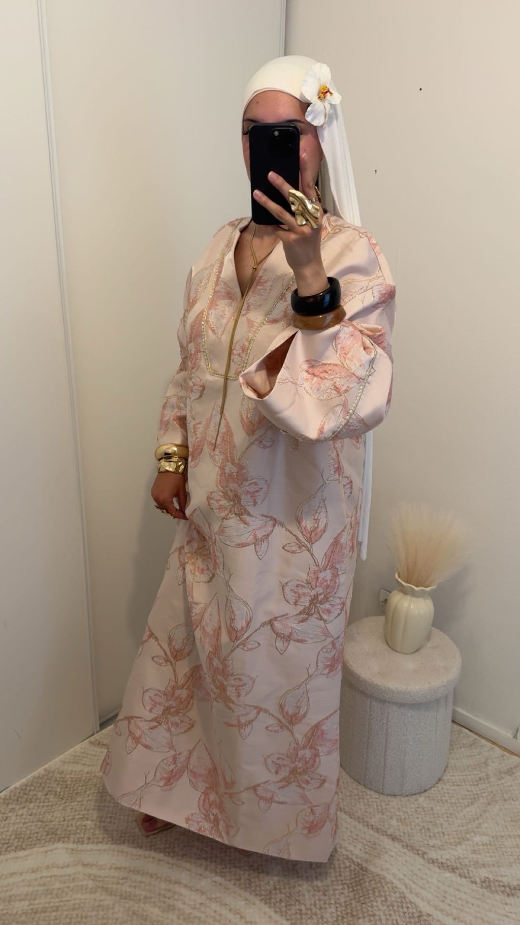 Robe brocard oversize | Rose