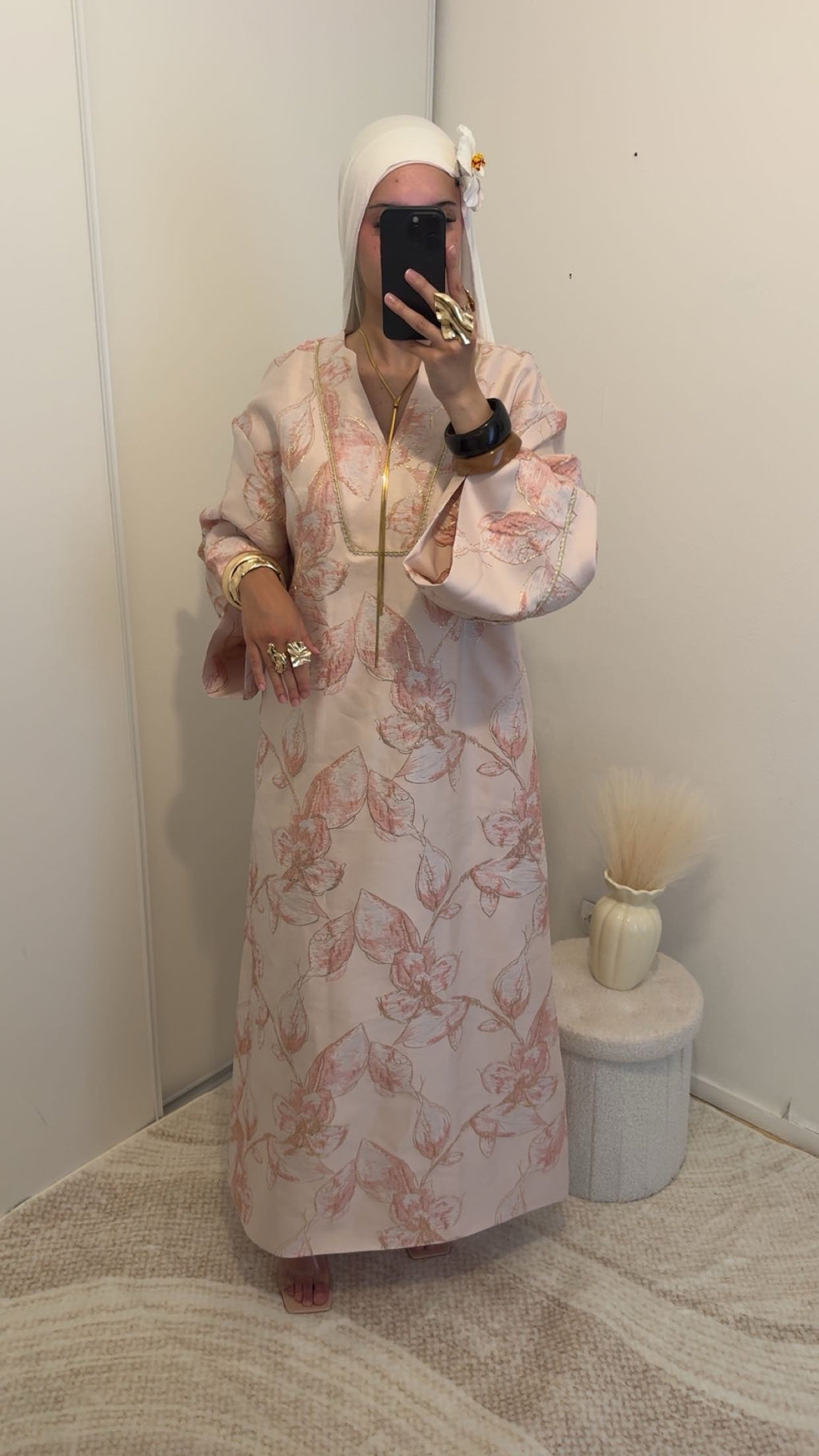 Robe brocard oversize | Rose