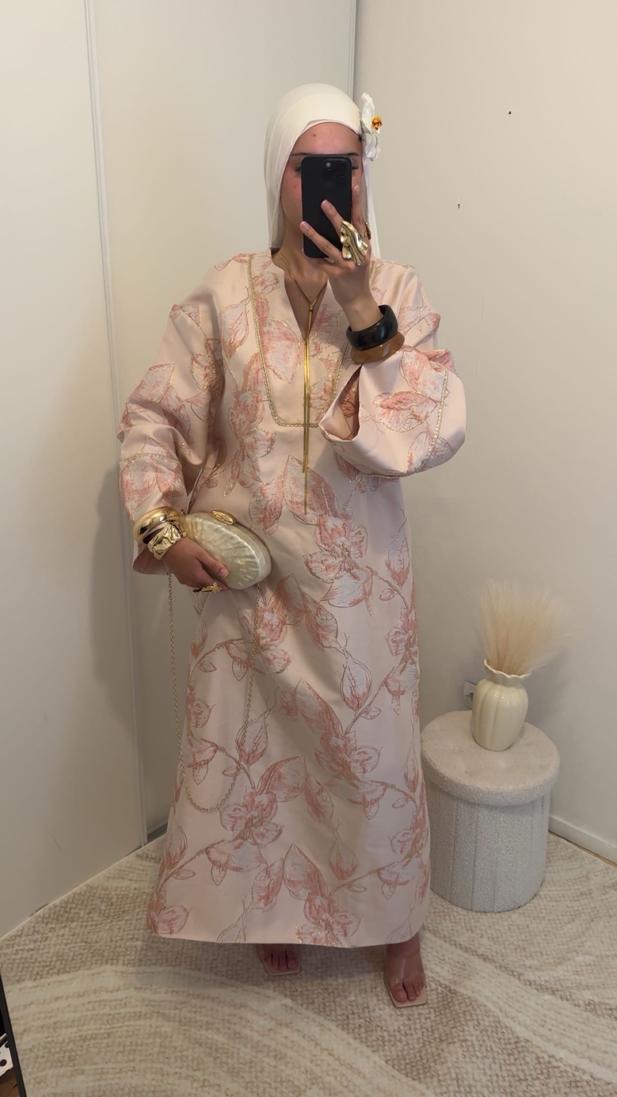 Robe brocard rose