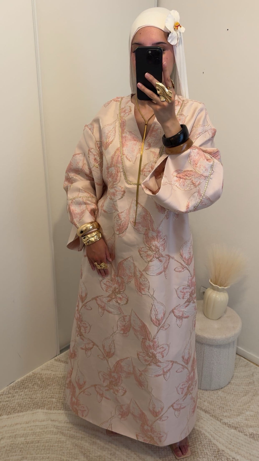 Robe brocard oversize | Rose