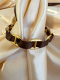 Bracelet Kiyomi | Or avec ruban marron
