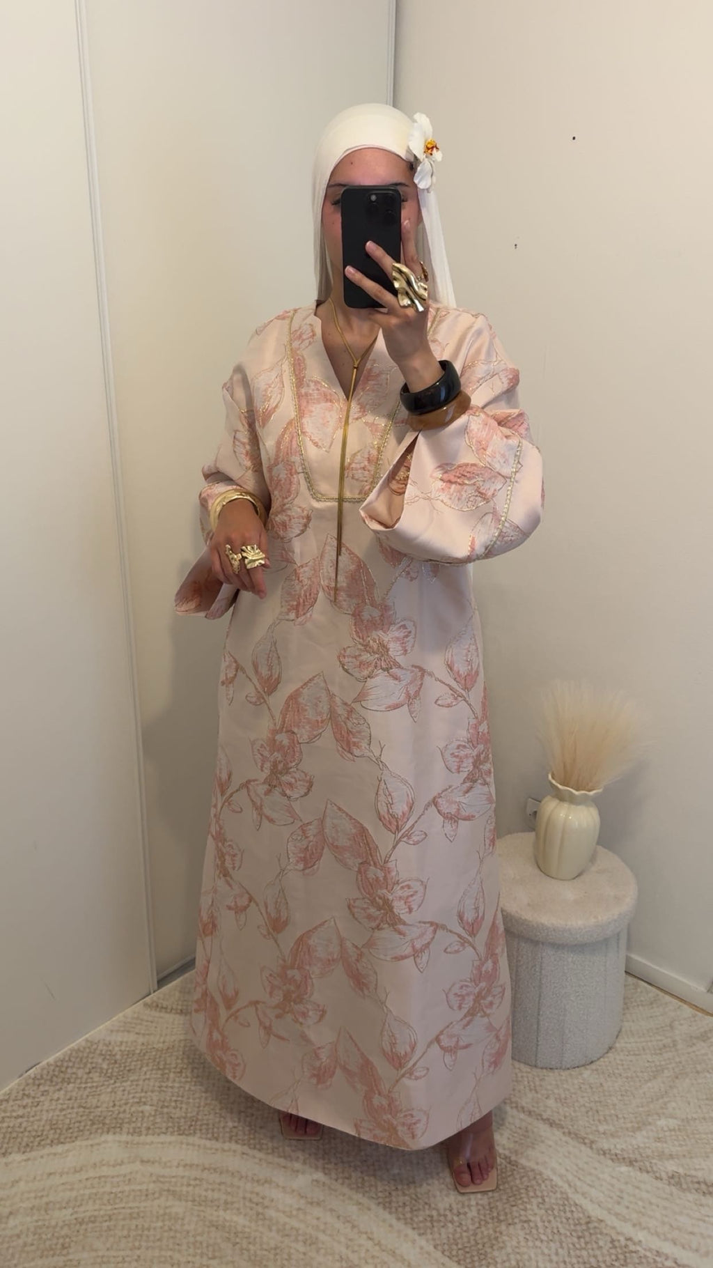 Robe brocard oversize | Rose