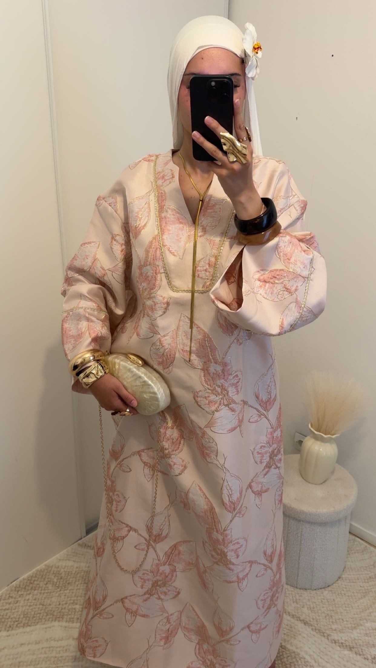 Robe brocard oversize | Rose