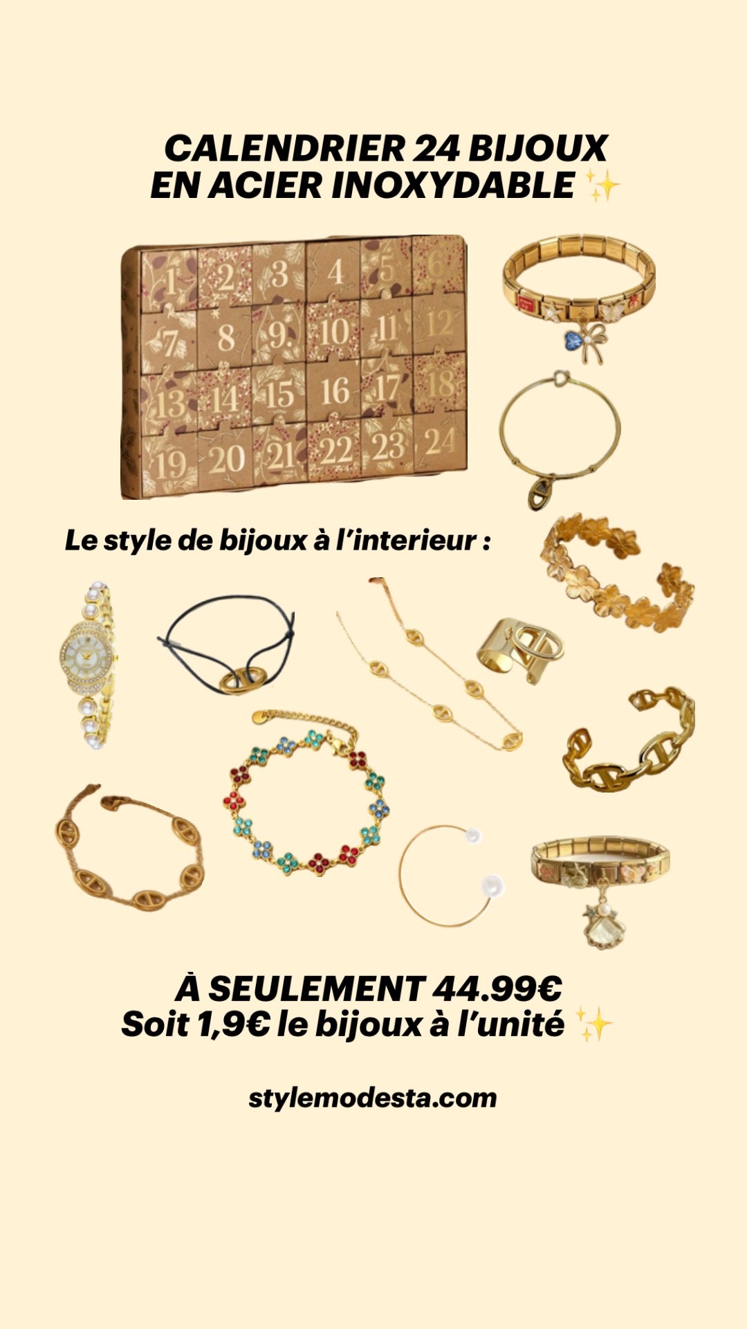 {Pré-Commande} Calendrier de l’avent 24 cases | Doré